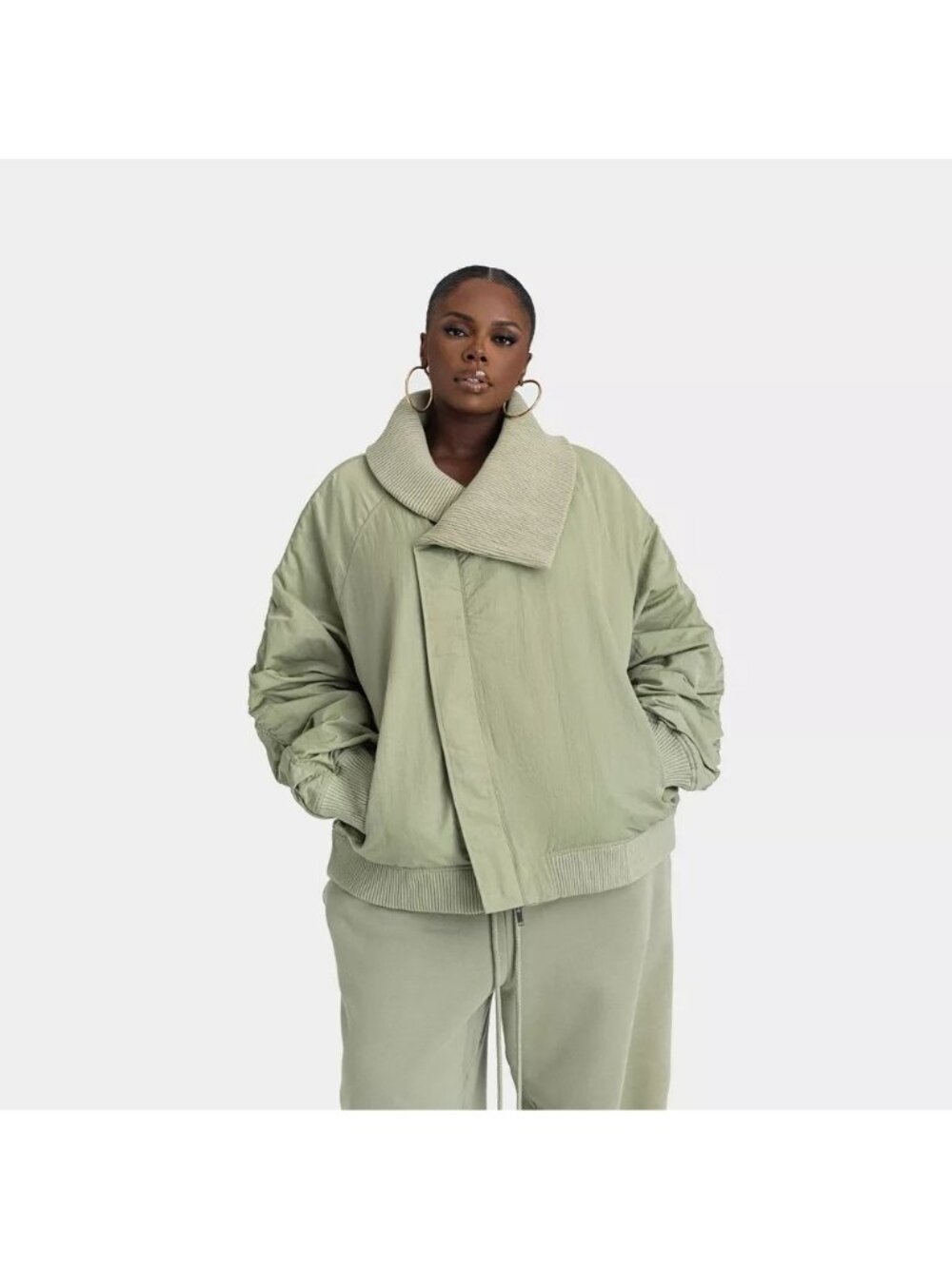 KBB by Kahlana The Shawl Collar Jacket Green Asymmetric Collar -- Women's 2X